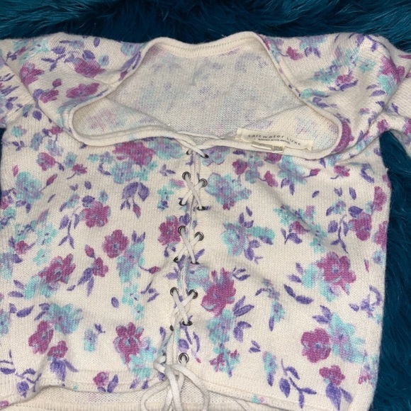 Saltwater LUXE M boho sweater. Bohemian, crop, girlhoodcore, Retro, Burning Man - Picture 2 of 5
